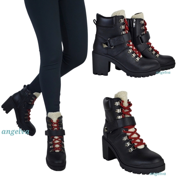 Marc Fisher Shoes - New🎁 Marc fisher nature 2 block chunky heel lace up zip combat moto boots black